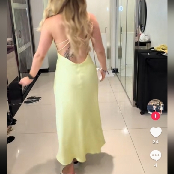 Elegant Lime Green Slip Dress - Picture 7 of 8